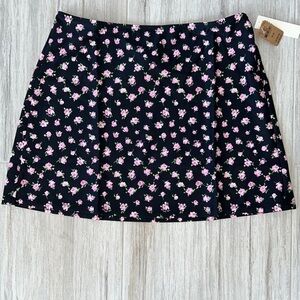 VS Pink floral mini skirt swim coverup flowers black